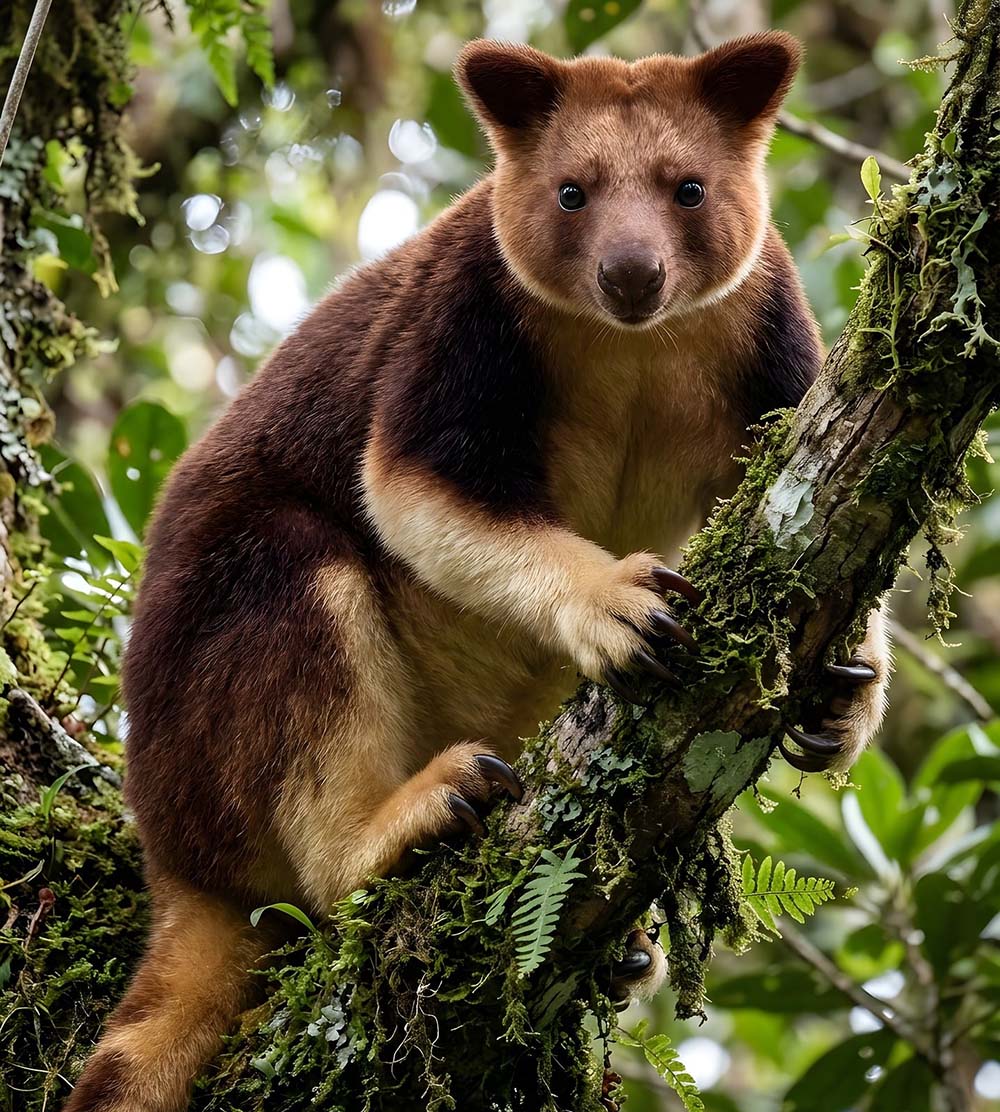 Tree kangaroo in a rainforest tree. Image from GabruPawPixels on pixabay.